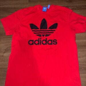 Adidas Men's Bold Red Tee with Black Logo